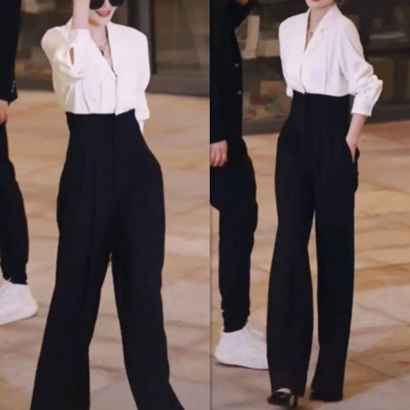 9961大爱美依缘2025春季新款V领时尚长裤连体女装潮韩版显瘦连体