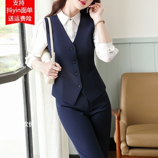 夹灰色2023西装春季干练显瘦收腰工作正装外套马甲职业马慕雪仙