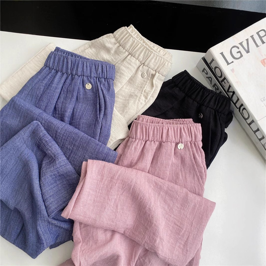 超柔棉麻凉凉会呼吸 肌理松紧腰垂坠阔腿直筒休闲裤超显瘦,女装/女士精品,休闲裤,淘宝优惠券,粉丝福利购,淘宝优惠卷