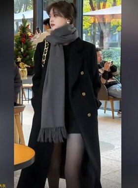 冬季新款大码女装复古长款毛呢大衣女韩版过膝加棉呢子外套AA063