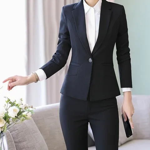 女新款小西服工作服气质时尚秋职业外套黑色西装套装正装女士上衣