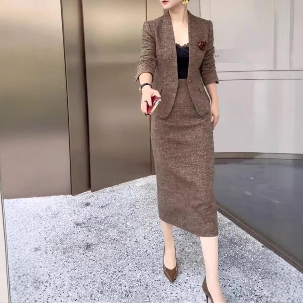 961156大爱美依缘2025新款时尚职业套装裙OL修身显瘦外套半身裙女