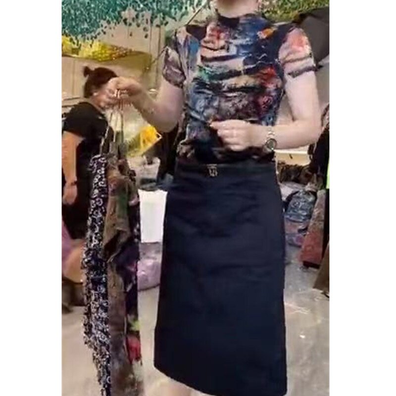 发9106大爱美依缘2026春夏新修身短袖打底衫休闲黑色半身裙时尚女