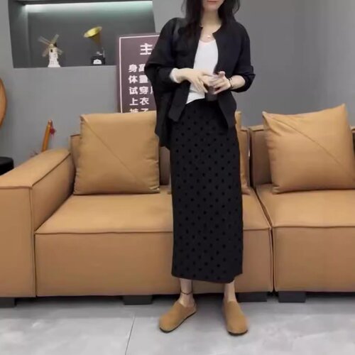24936大爱美依缘2026秋季新款休闲宽松长袖外套高腰波点半身裙女