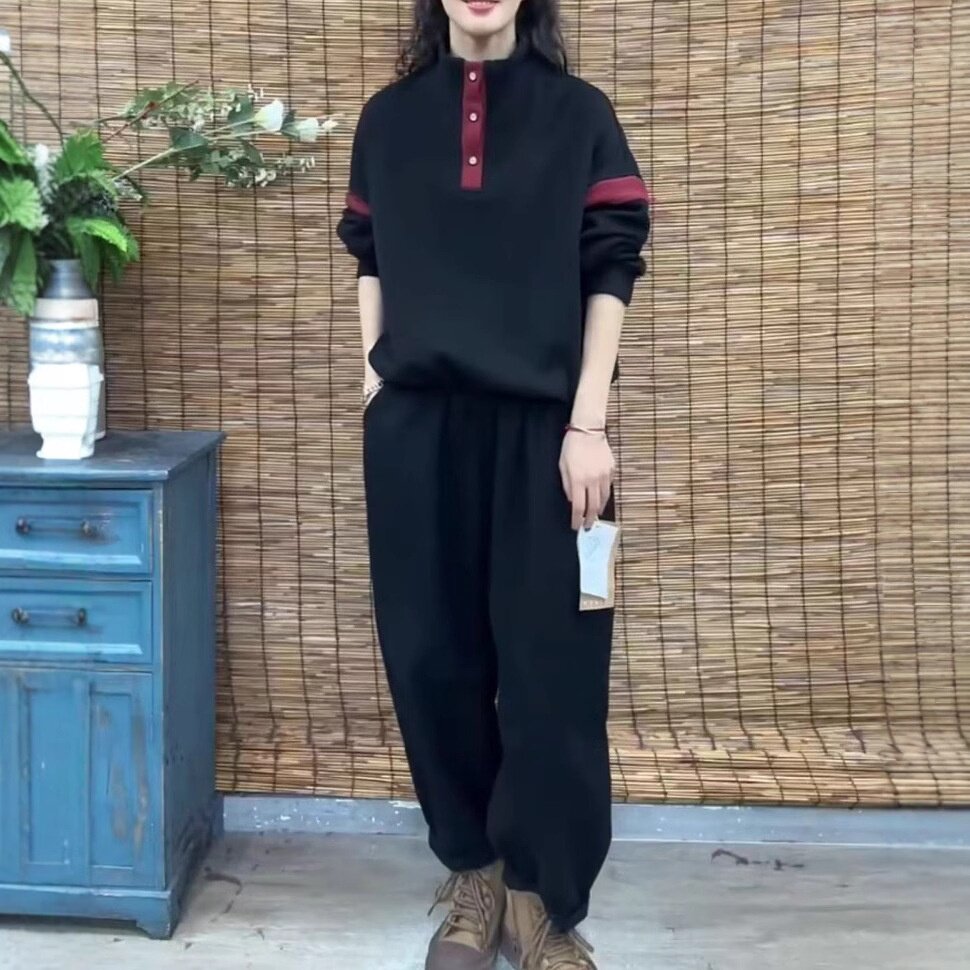 241098大爱美依缘2026秋季新款时尚休闲长袖卫衣显瘦哈伦裤洋气女