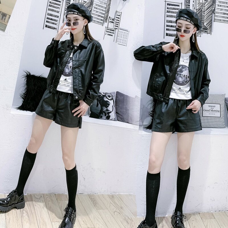 9256大爱美依缘2025春季新款时尚宽松显瘦短款皮u外套女小个子潮