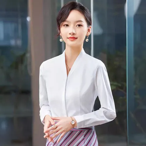 工装空姐金店长袖制服女衬衫公司工作服OL航空美容师职业珠宝