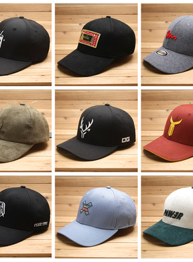 0211欧美高街风复古刺绣vintage灯芯绒四季弯檐硬顶鸭舌棒球帽