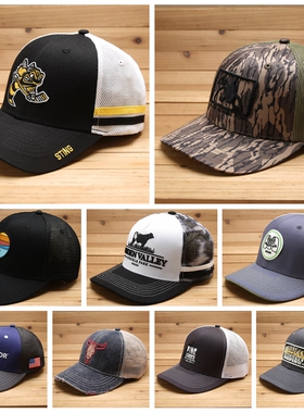 8月欧美小众孤品潮牌夏季露营出游圆硬顶弯檐鸭舌透气网眼棒球帽