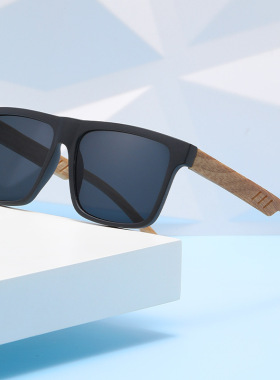 跨境复古方框太阳镜木纹时尚潮流
