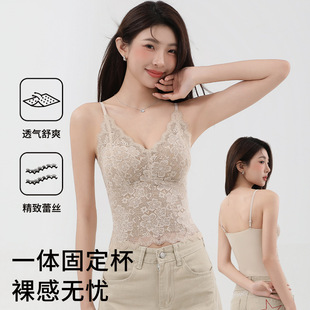 2026新款蕾丝吊带背心女春款带胸垫内搭外穿美背文胸一体打底上衣