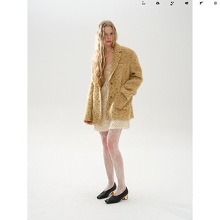 外套 宽肩廓形西装 Layers 藤黄编织粗花呢