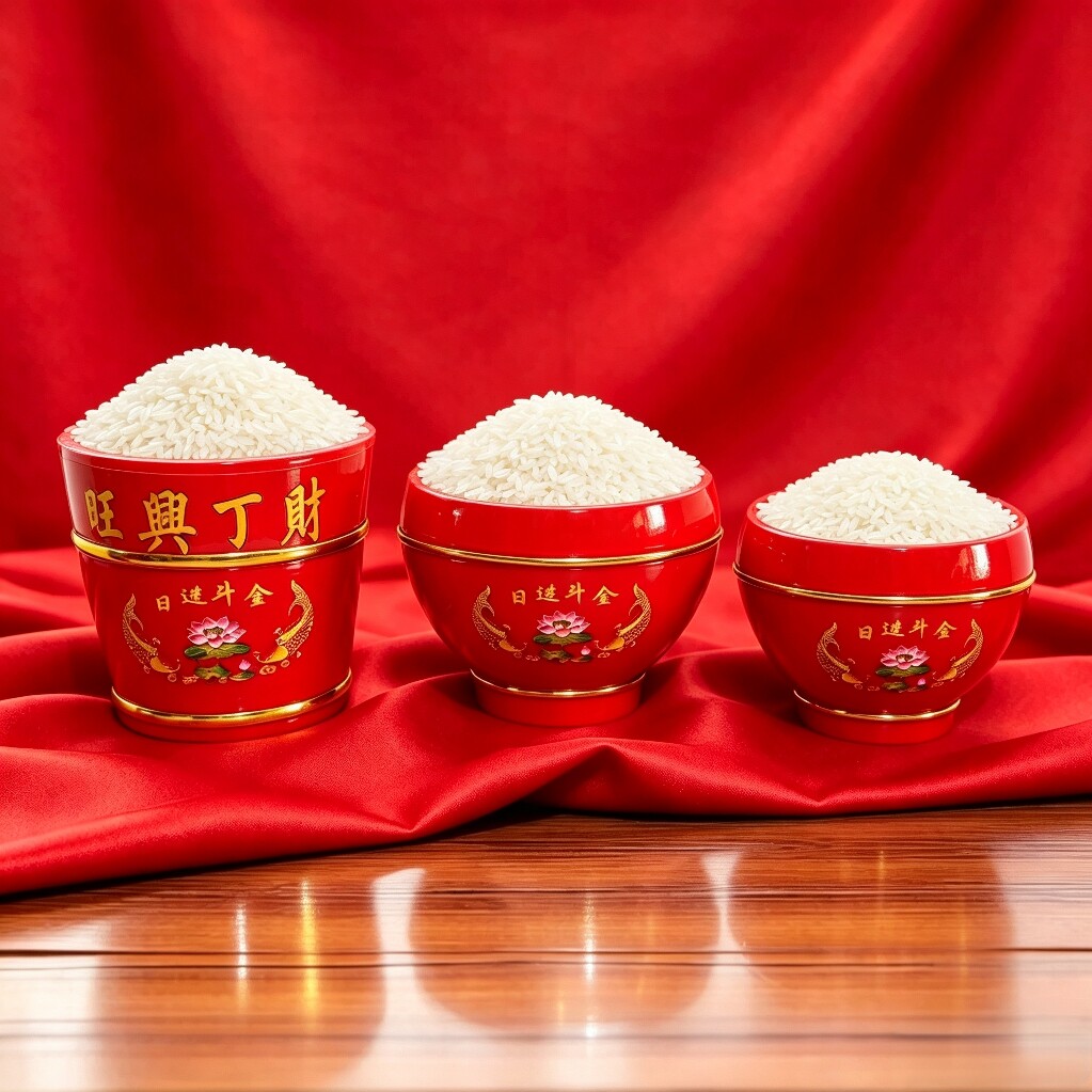 红色乔迁日进斗金树脂米斗结婚订婚陪嫁米升传统嫁妆六证新人新娘