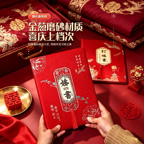 订婚书下聘书中式婚礼订婚送日子