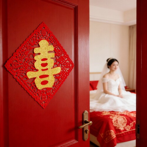 包邮婚礼纪女方专用婚房装饰布置无纺布单喜字结婚庆喜字窗花剪纸 - 封面