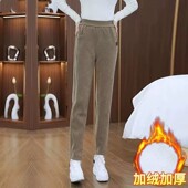 子 加绒加厚休闲裤 宽松哈伦裤 女2025秋冬新款 保暖裤 高腰显瘦直筒裤