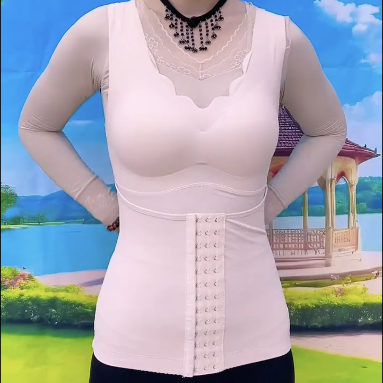 塑形美体塑身衣强力收腹排扣背心式带胸垫塑形束腰身收肚子上衣秋