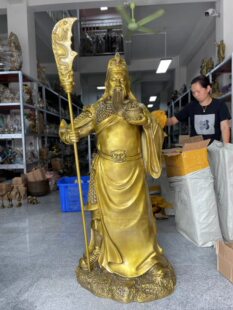 彩铜关公摆件客厅供桌香案台风衣关二爷武财神关羽工艺品家居饰品