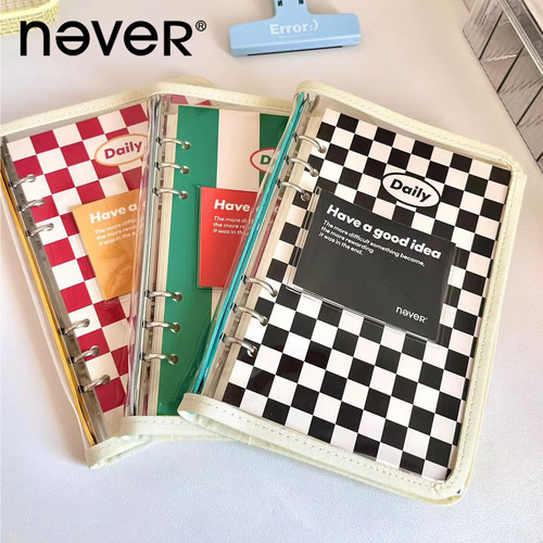 never复古撞色可拆卸活页手账本