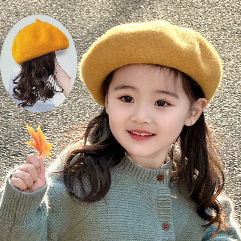 儿童帽子假发一体女时尚秋冬季贝雷帽短卷发百搭时尚梨花卷慵懒卷,美发护发/假发,日常整顶假发,淘宝优惠券,粉丝福利购,淘宝优惠卷