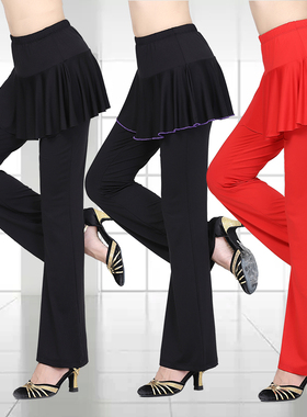 广场舞服装新款舞蹈裙裤牛奶丝跳舞裤裙长裤女春夏微喇叭运动裤子