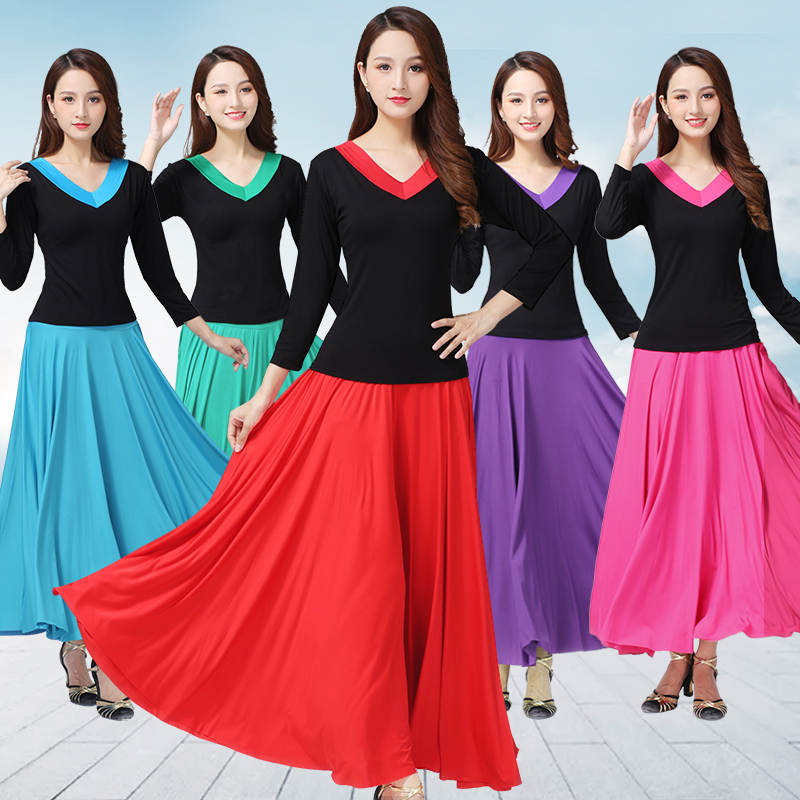 广场舞服装春夏新款长袖上衣长裙