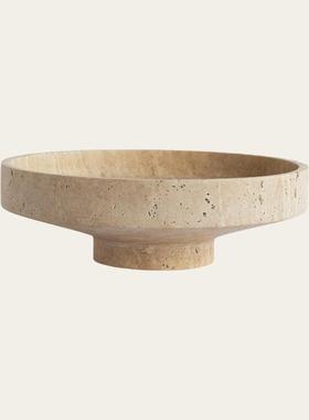 托盘天然大理石侘寂风洞石果盘