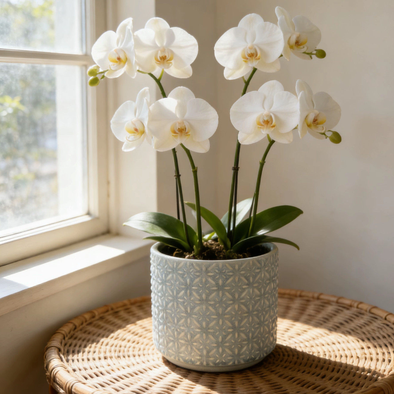 北欧陶瓷浮雕花冰裂釉蝴蝶兰花盆复古家居软装轻奢艺术透气简约