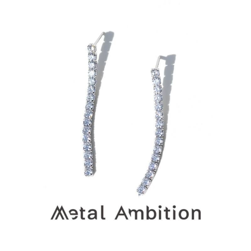 Metal Ambition金属野心锆石耳环女长款耳线精致闪亮耳饰