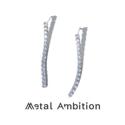 Metal Ambition金属野心锆石耳环女长款耳线精致闪亮耳饰