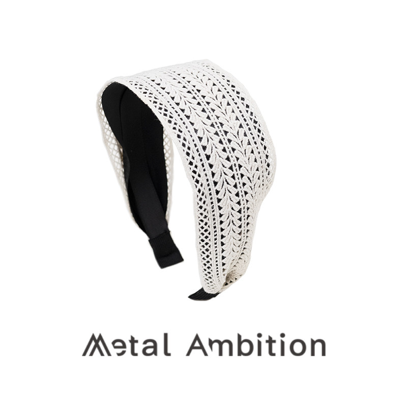 Metal Ambition韩版时尚蕾丝镂空发箍女宽边高级感气质头箍