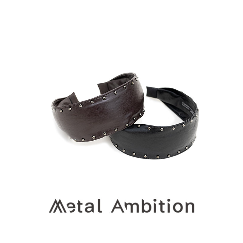 Metal Ambition皮质铆钉发箍女宽边头箍秋冬2026年新款发饰