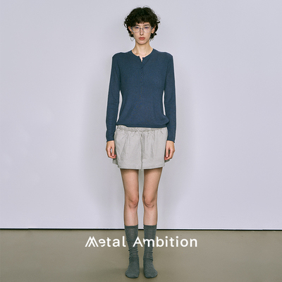 羊毛亨利领针织上衣小众2025新款高级感气质打底衫修身长袖女