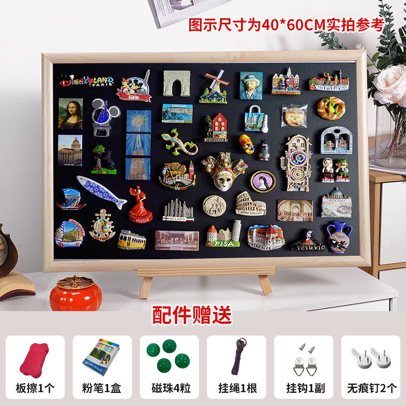 冰箱贴展示板实木框黑板磁吸创意摆件收纳置可擦写照片墙展示架