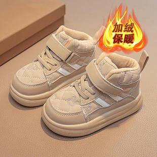 冬季大棉女童加绒加厚保暖运动鞋软底男童软底不捂脚中童短靴棉鞋