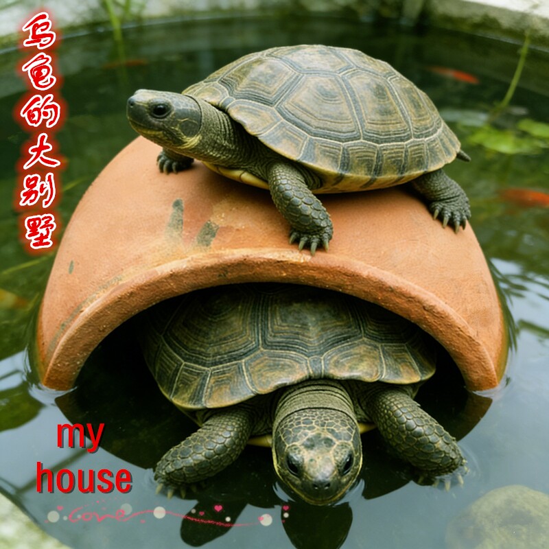 特大号乌龟躲避屋黄缘躲避洞穴瓦片晒台爬台六角恐龙鱼造景专用