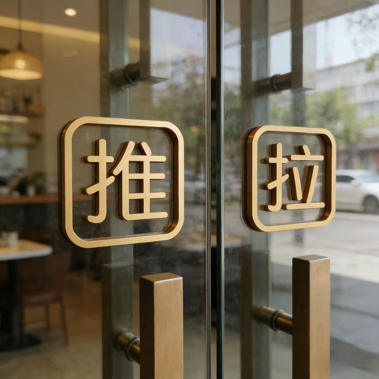 门牌标牌贴推拉牌亚克力推拉标志牌玻璃门贴推拉门牌指示牌提示贴
