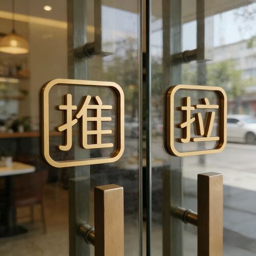 创意门贴推拉牌亚克力玻璃门贴