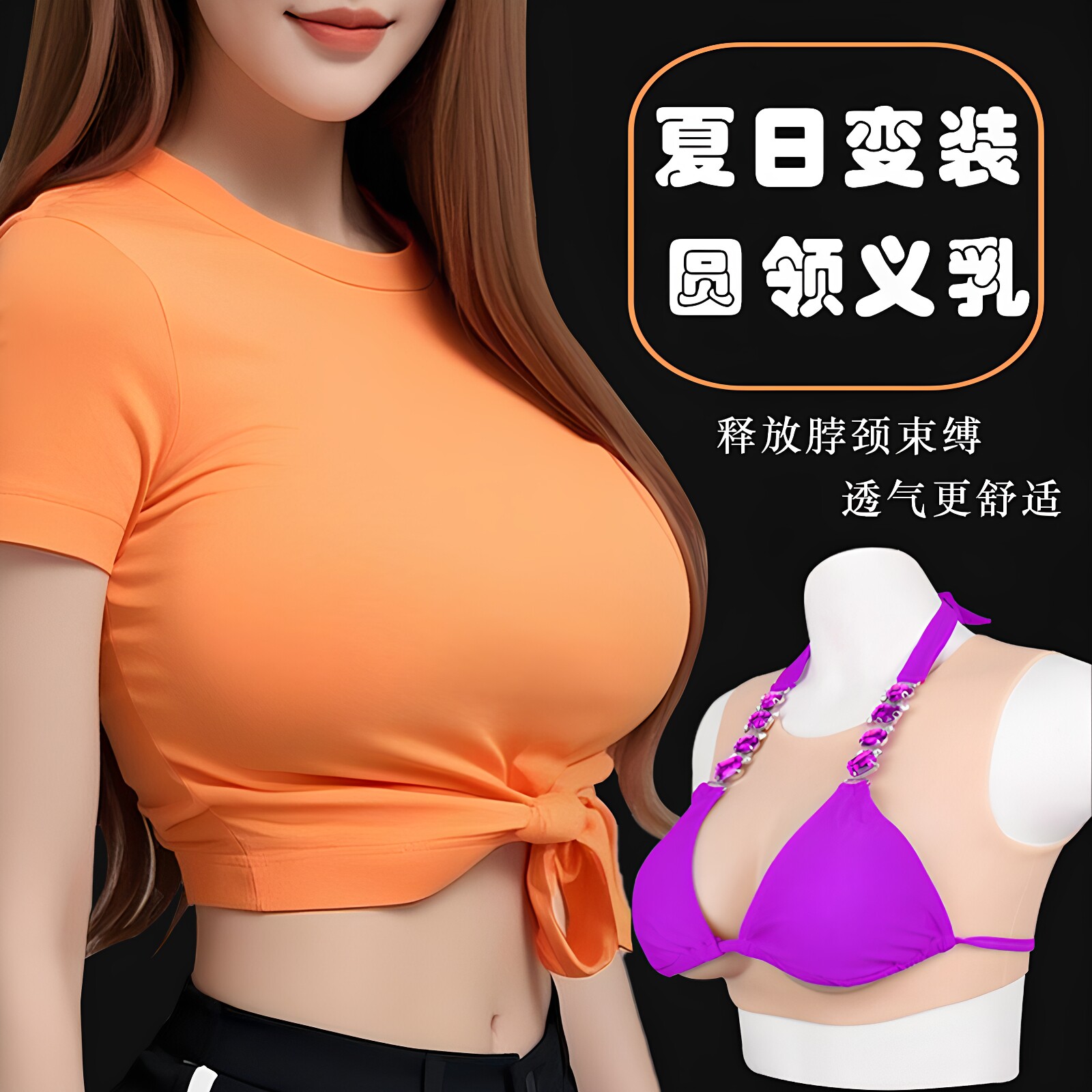 伪娘硅胶义乳假胸假乳房cd变装性感仿真抖动cos男用假奶男扮女装
