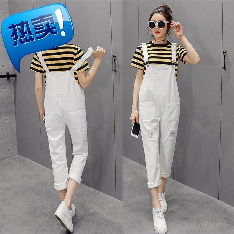 女破洞2018短女士裤p宽松九分修身小吊带裤韩版破洞可爱白色女孩|msdalam kategori Butik wanita / wanita, seluar jeans - dari Buy2taobao.com untuk memberikan perkhidmatan ejen Taobao profesional membeli