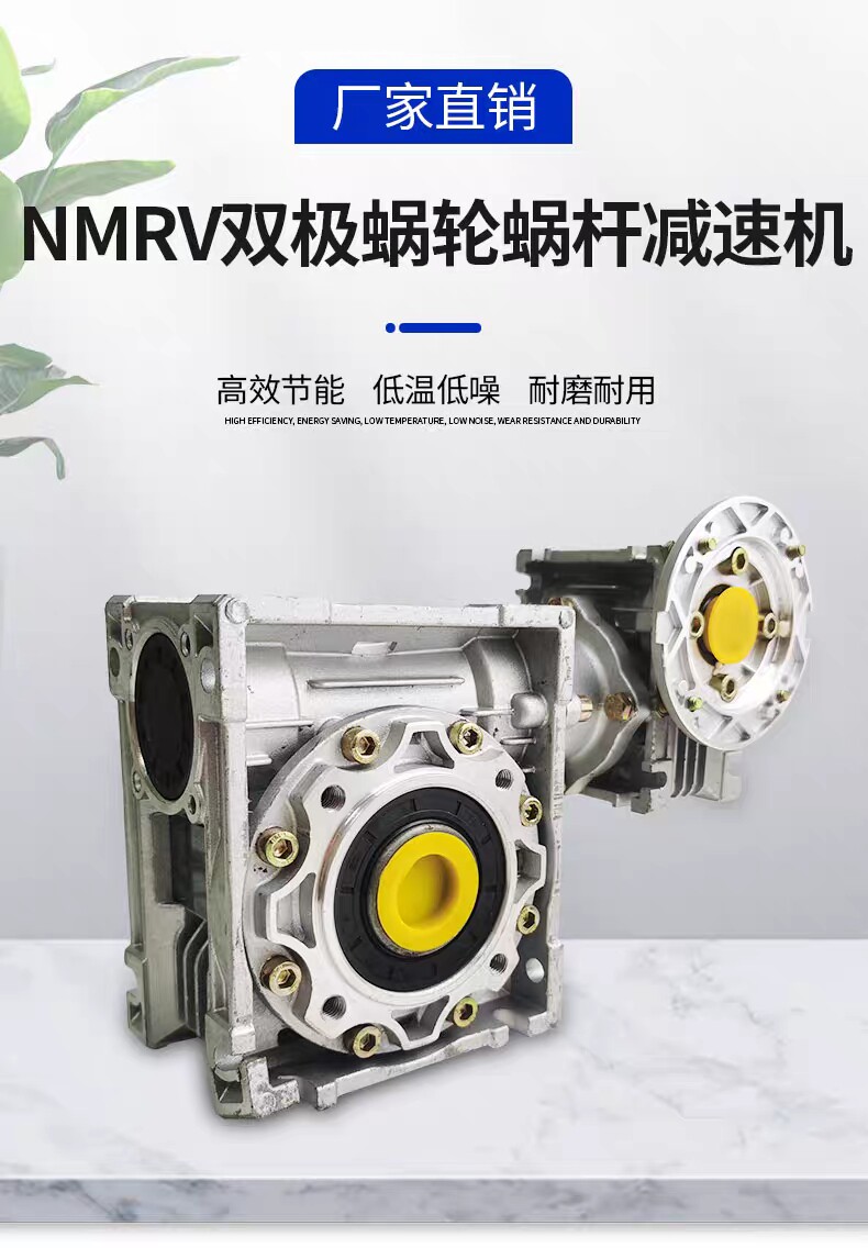 NMRV双极减速机蜗轮蜗杆齿轮箱铁壳变速箱rv涡轮带电机双极立式