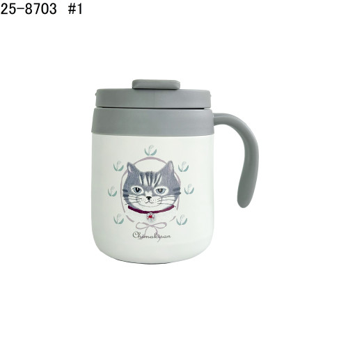 绘本风日本可爱猫咪保温杯不锈钢水杯女生高颜小巧便携咖保温杯