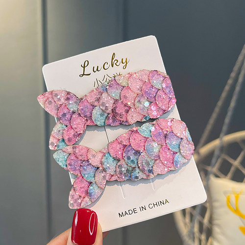 可爱女孩闪布美人鱼公主碎发夹