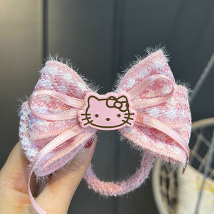 韩系女童秋冬可爱卡通猫咪蝴蝶结头绳儿童发饰扎马尾皮筋发圈女孩