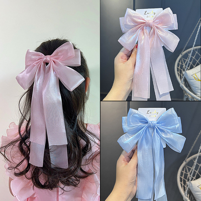 女孩甜美飘带大蝴蝶结发夹头饰