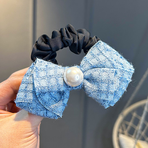 儿童发圈质感小香风珍珠格子头绳