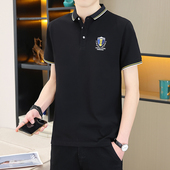 透气薄款 男夏季 外穿体恤 徽章设计简约休闲短袖 中年爸爸翻领POLO衫