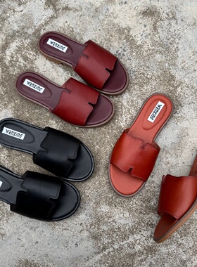 外贸大码鞋复古法式配裙子平底凉拖鞋夏外穿新款仙女风露趾一字拖