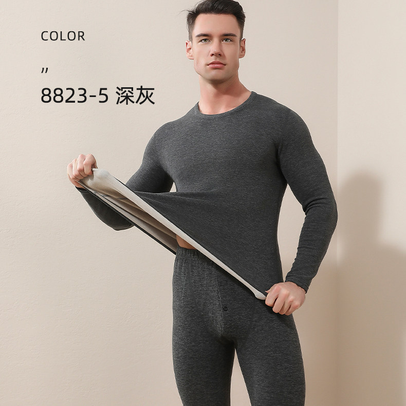 登封袋鼠男士保暖套装厚款秋冬圆保暖套装