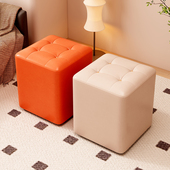 家用小凳子矮凳实木油蜡皮矮凳子客厅简约皮凳入户换鞋 凳久坐舒适